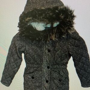 Cozy Gray Kids Jacket with Faux Fur Trim